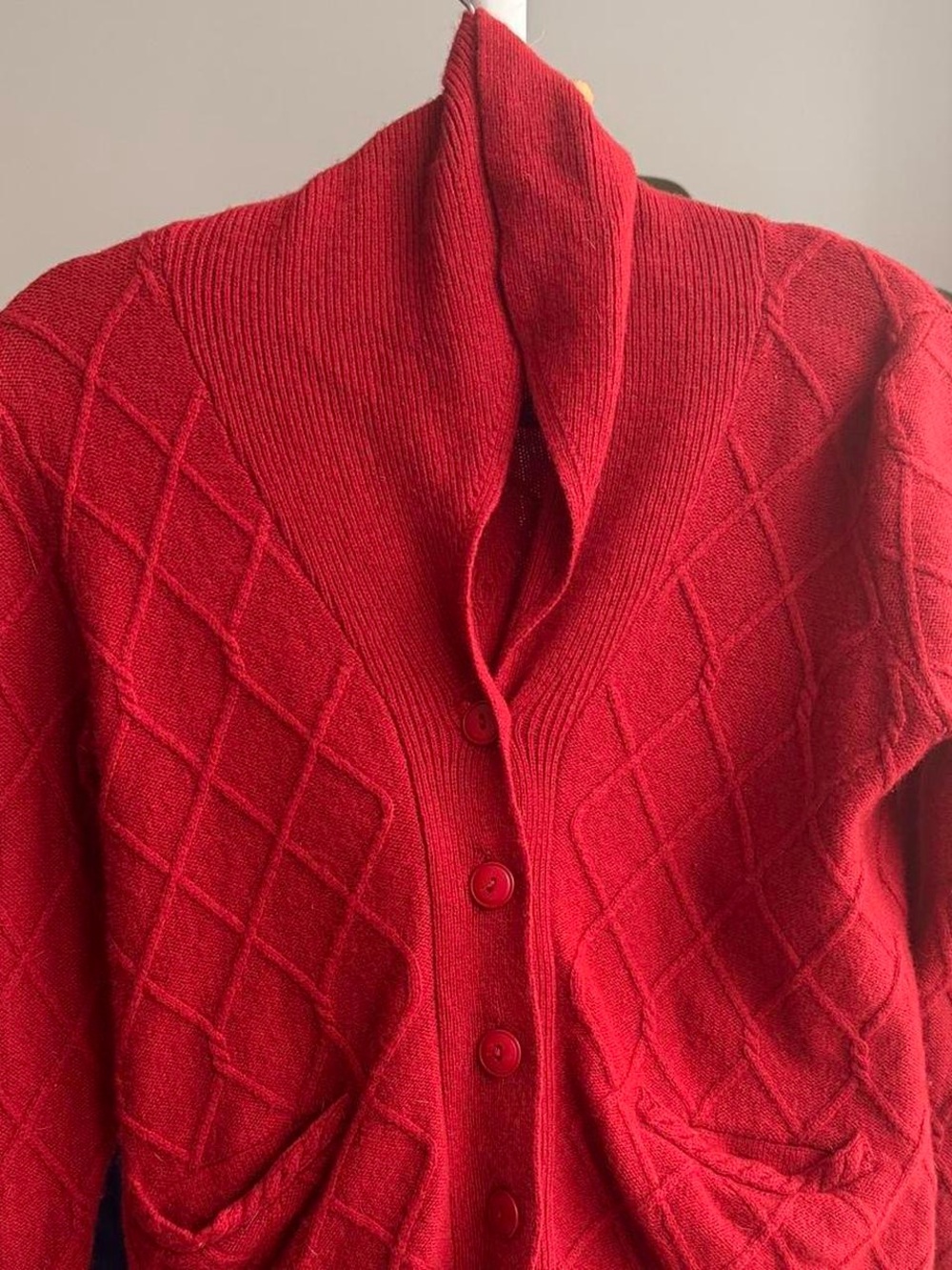 Y2K 2000s Pendleton Red Lambswool Collar Button-Front Women's Cardigan Sz S - Picture 4 of 4